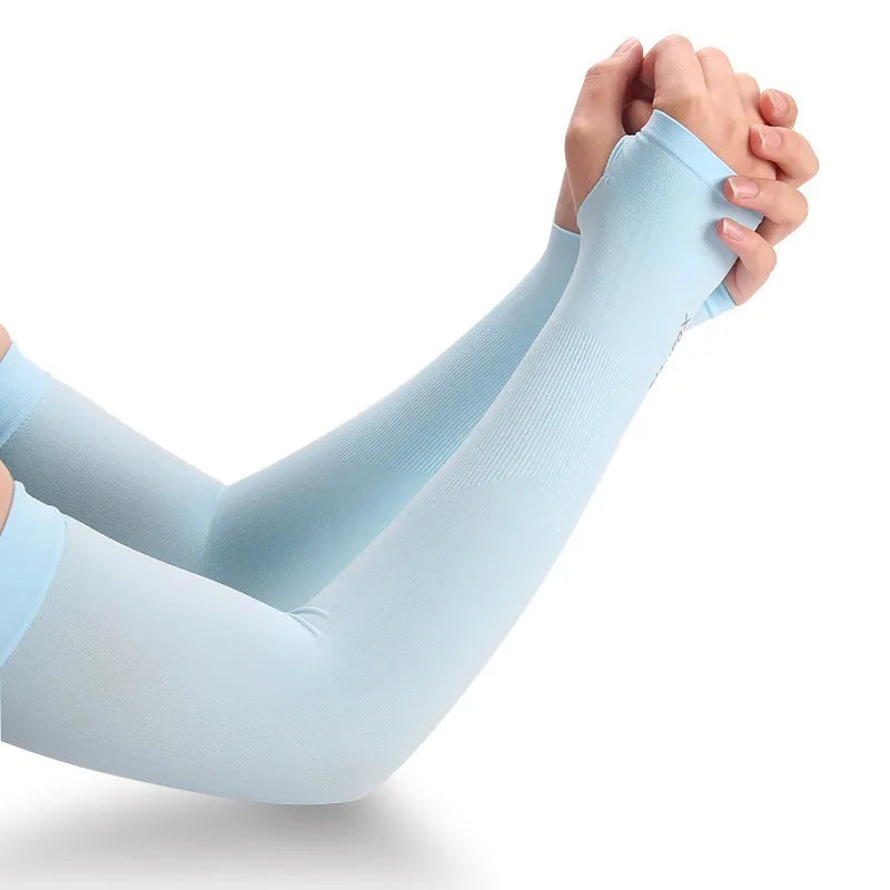 1 Pair Ice Silk Sun Protection Arm Covers Unisex Elbow Cover Outdoor Cycling Running Fishing Driving Cool Anti-UV Arm Sleeves