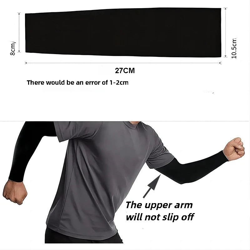 1 Pair Ice Silk Arm Covers Sun Protection Unisex Elbow Cover Outdoor Cycling Running Fishing Driving Cool Anti-UV Arm Sleeves