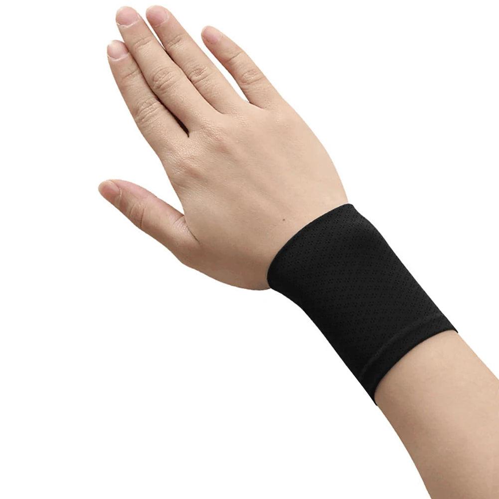 1 Pair Elastic Wristband Wrist Brace Breathable Summer Ice Silk Cooling Sweat-absorbent Sports Cycling Running Wrist Straps