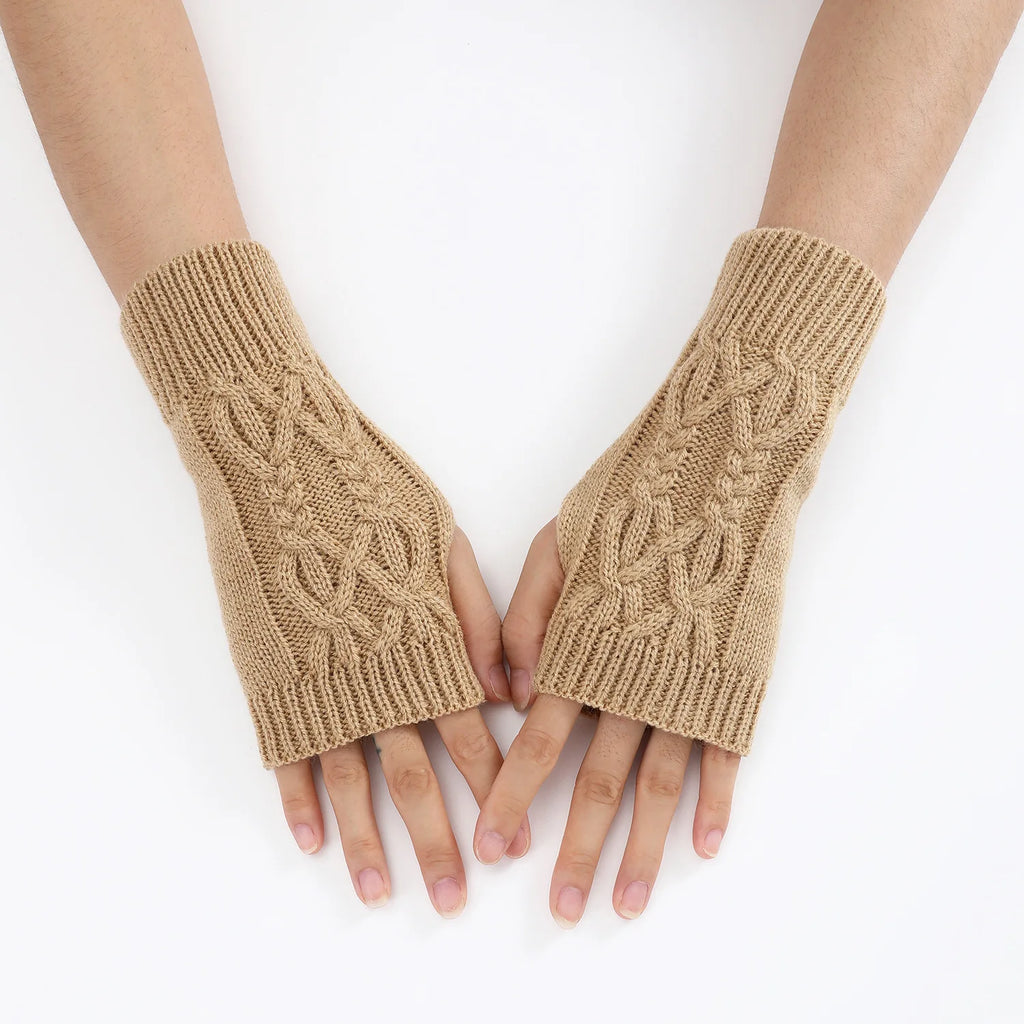 Half Finger Gloves for Women Winter Soft Warm Wool Knitting Arm Gloves Soft Warm Half Finger Handschoenen Unisex Mitten Guantes