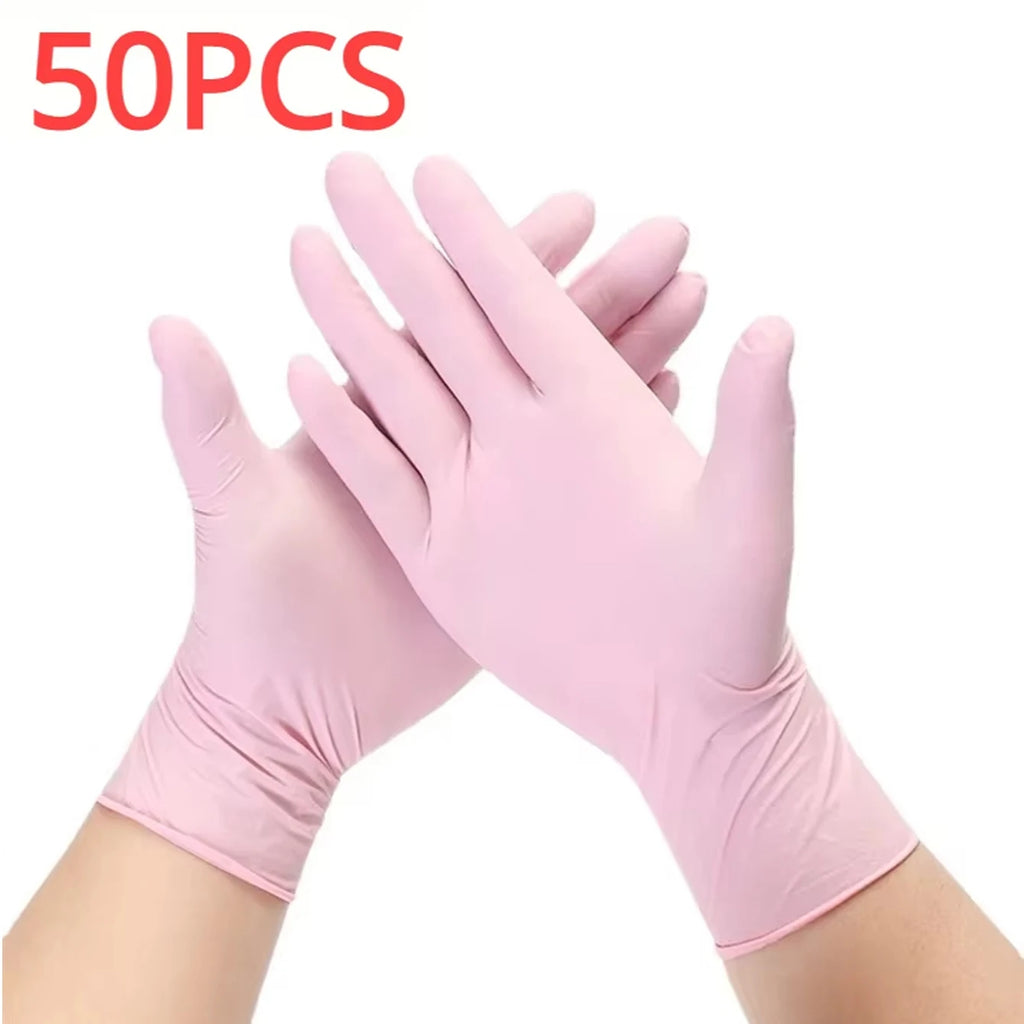 100/50/20PCS Light Pink White Disposable Nitrile Gloves Waterproof Anti-static Durable Light Pink Gloves Kitchen Cooking Tools