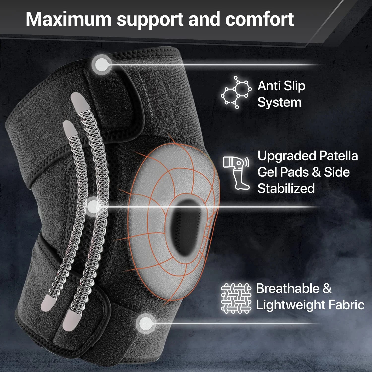 1PCS Knee Brace for Women & Men with Side Stabilizers, Patella Knee Brace for Knee Support for Running, Basketball hikking