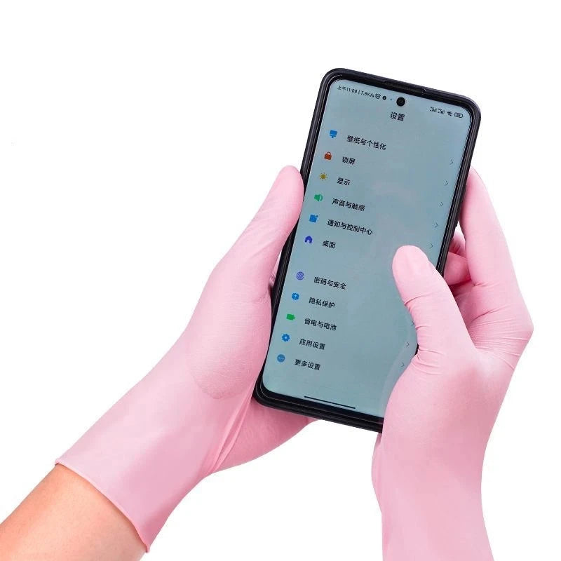 100/50/20PCS Light Pink White Disposable Nitrile Gloves Waterproof Anti-static Durable Light Pink Gloves Kitchen Cooking Tools