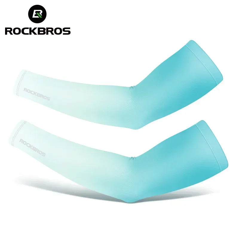 ROCKBROS Arm Sleeves Gradient Color Running Fishing Sunscreen Sleeve Summer Cool Quick Dry Breathable Ice Silk Cycling Equipment