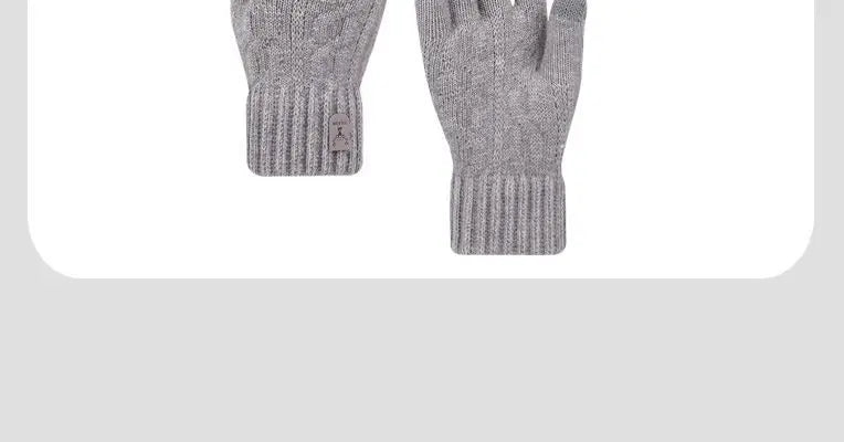 New men's warm gloves winter touch screen plus fleece gloves cold warm wool knitted gloves Outdoor Windproof Skiing Snow Mittens