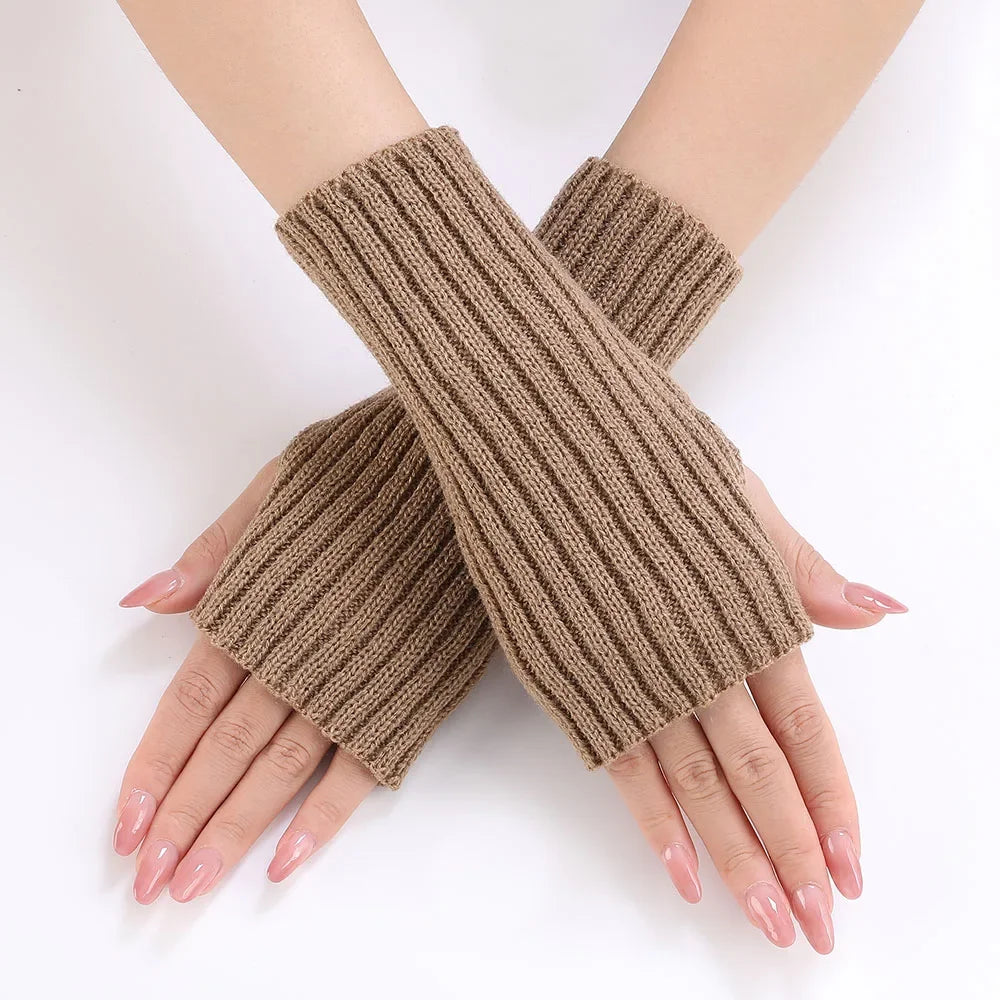 Autumn Winter Knitted Woolen Gloves Ins Fashion Y2K Men Women Half Finger Warm Five Pointed Star Fingerless Gloves Unisex