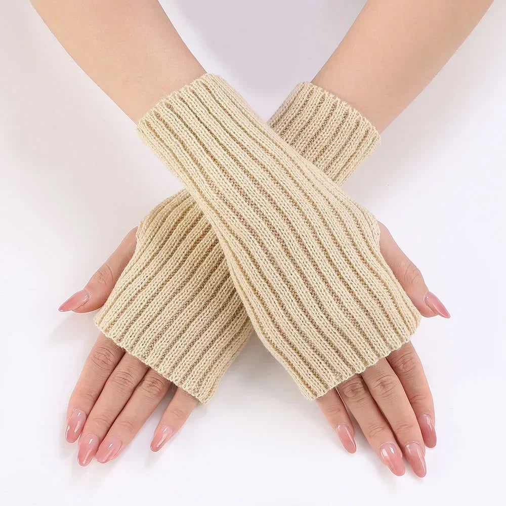 Autumn Winter Knitted Woolen Gloves Ins Fashion Y2K Men Women Half Finger Warm Five Pointed Star Fingerless Gloves Unisex