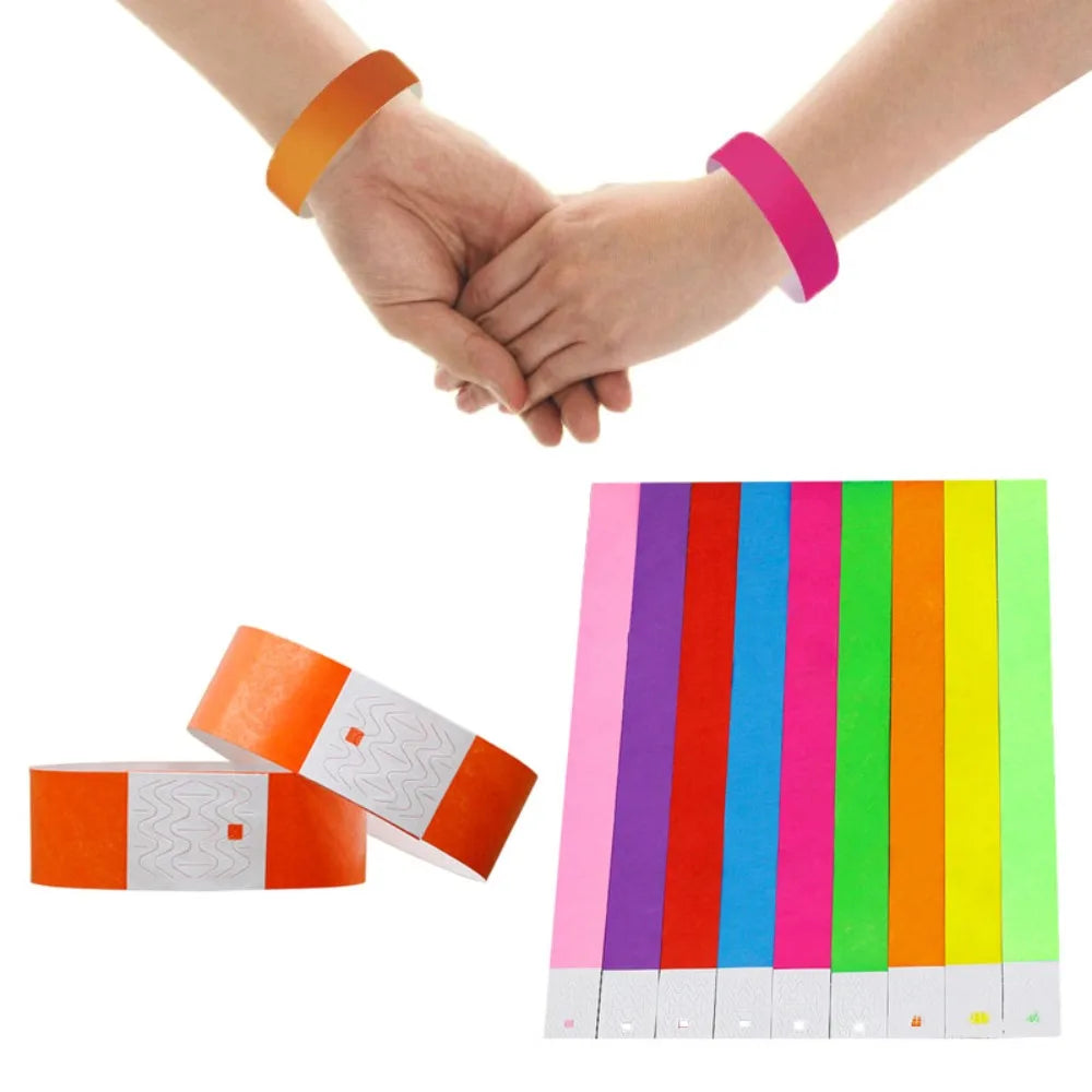 100Pcs Paper Tyvek Wristbands Waterproof Party Synthetic Paper Wrist Playground Multipurpose Bracelets ID Wrist Bands