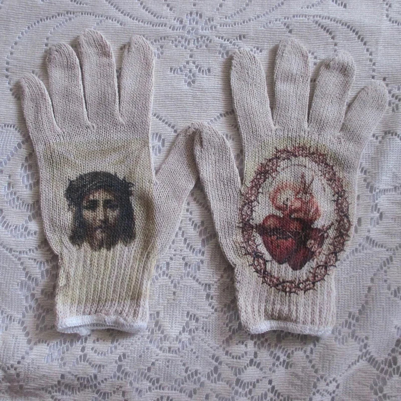 Women Knitted Glove Winter Screen High Fashion Ladies Glove Thicken Warm Compression Men Casual Mitten Y2K figure Pattern Gothic