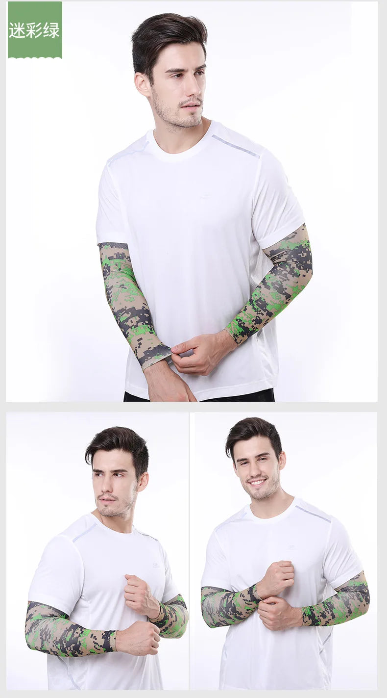 2Pcs Unisex Cooling Arm Sleeves Cover Sports Running UV Sun Protection Outdoor Men Fishing Cycling Sleeves for Hide Tattoos