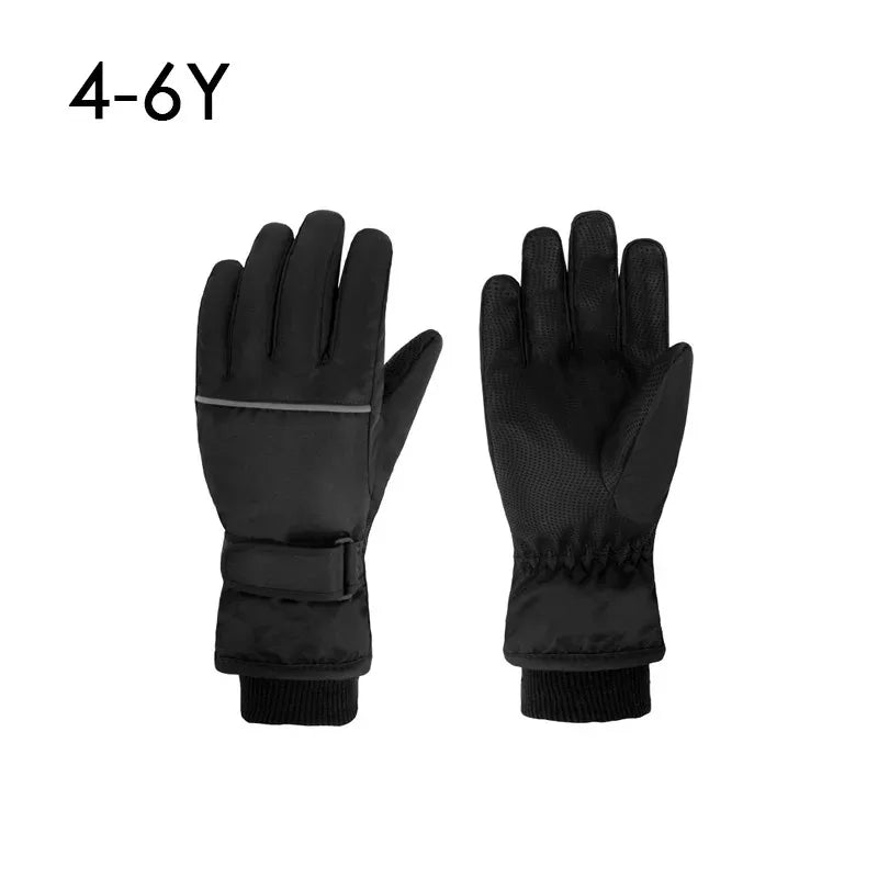 Waterproof Ski Gloves for Adult Kids Thick Children Snowboard Gloves Outdoor Fleece Lining Family Winter Gloves for Boys Girls