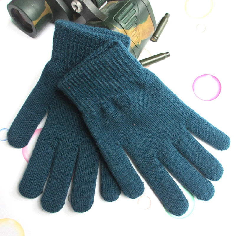 Winter Warm Gloves Five Fingers Touch-screen Knitted Thick Gloves Outdoor Cycling Students Windproof Finger Covers