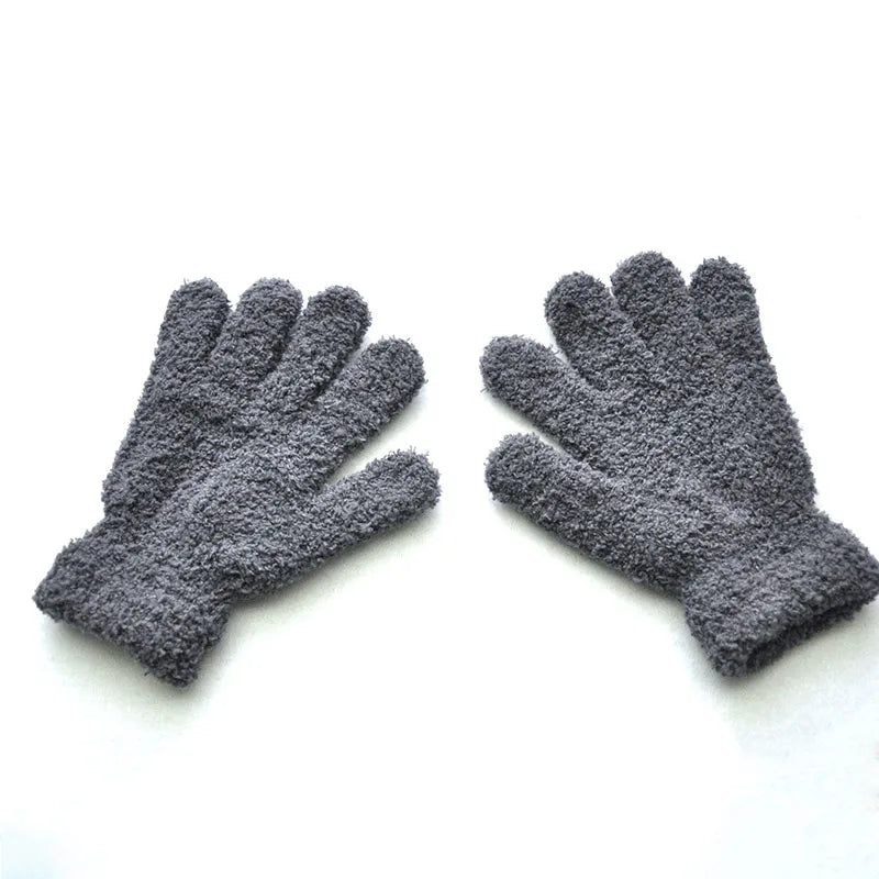 Lamb Fleece Children Gloves Winter Thick Kids Plush Glove 5-11year Girl Boy Hand Warmer Solid Color Baby Five Fingers Mittens 장갑
