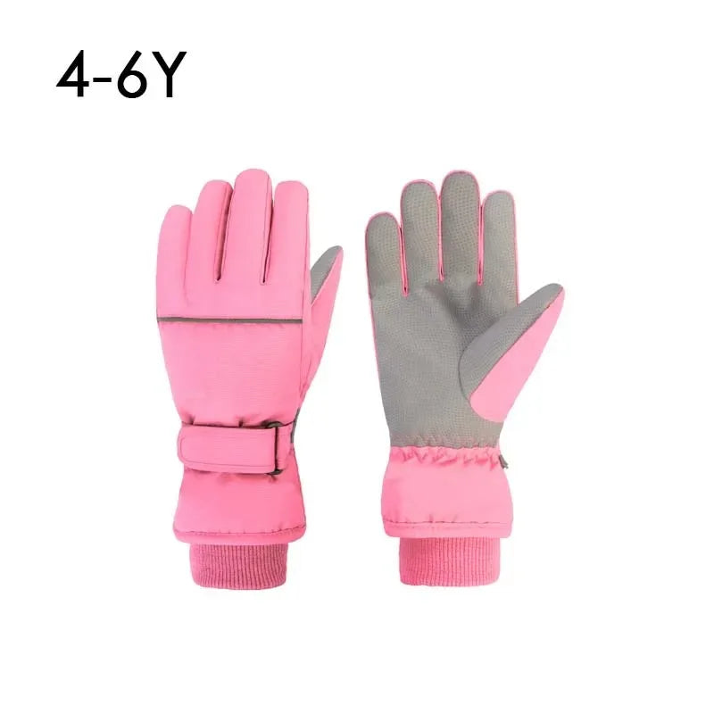 Waterproof Ski Gloves for Adult Kids Thick Children Snowboard Gloves Outdoor Fleece Lining Family Winter Gloves for Boys Girls
