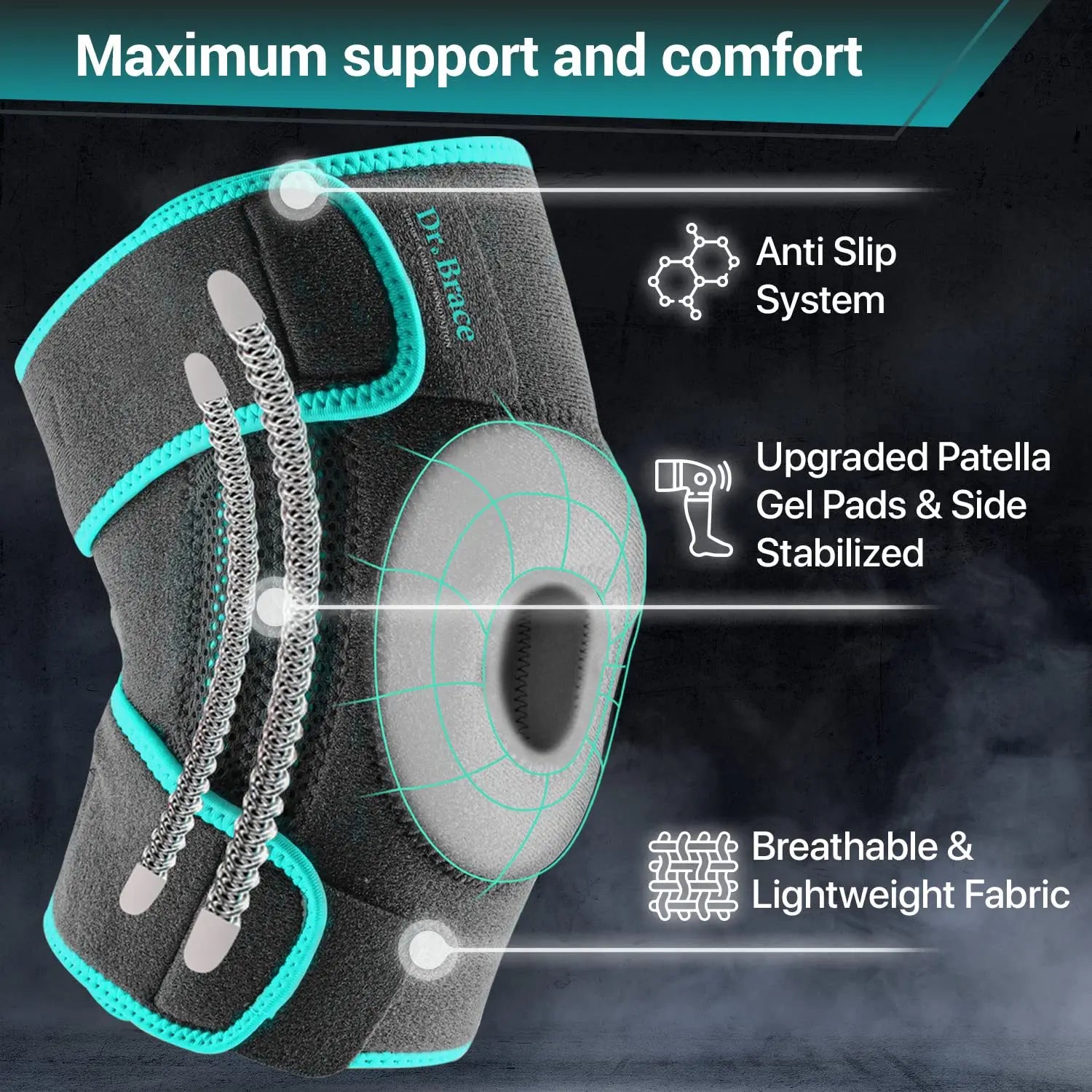 1PCS Knee Brace for Women & Men with Side Stabilizers, Patella Knee Brace for Knee Support for Running, Basketball hikking