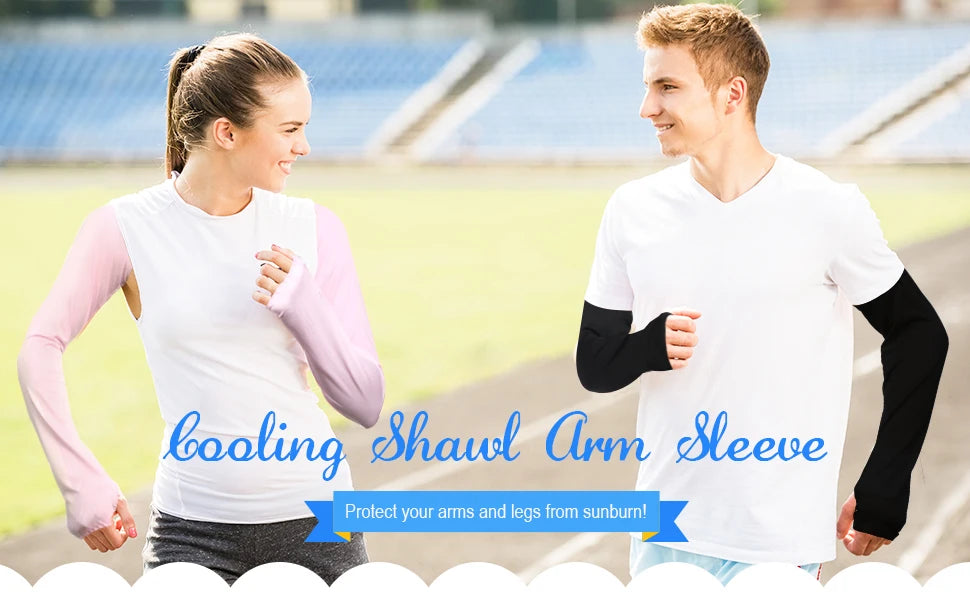 One-piece Ultra-thin Shawl Arm Sleeves Ice Silk Long Gloves Breathable Sun Protection Anti UV Hand Cover Warmer Outdoor Sports