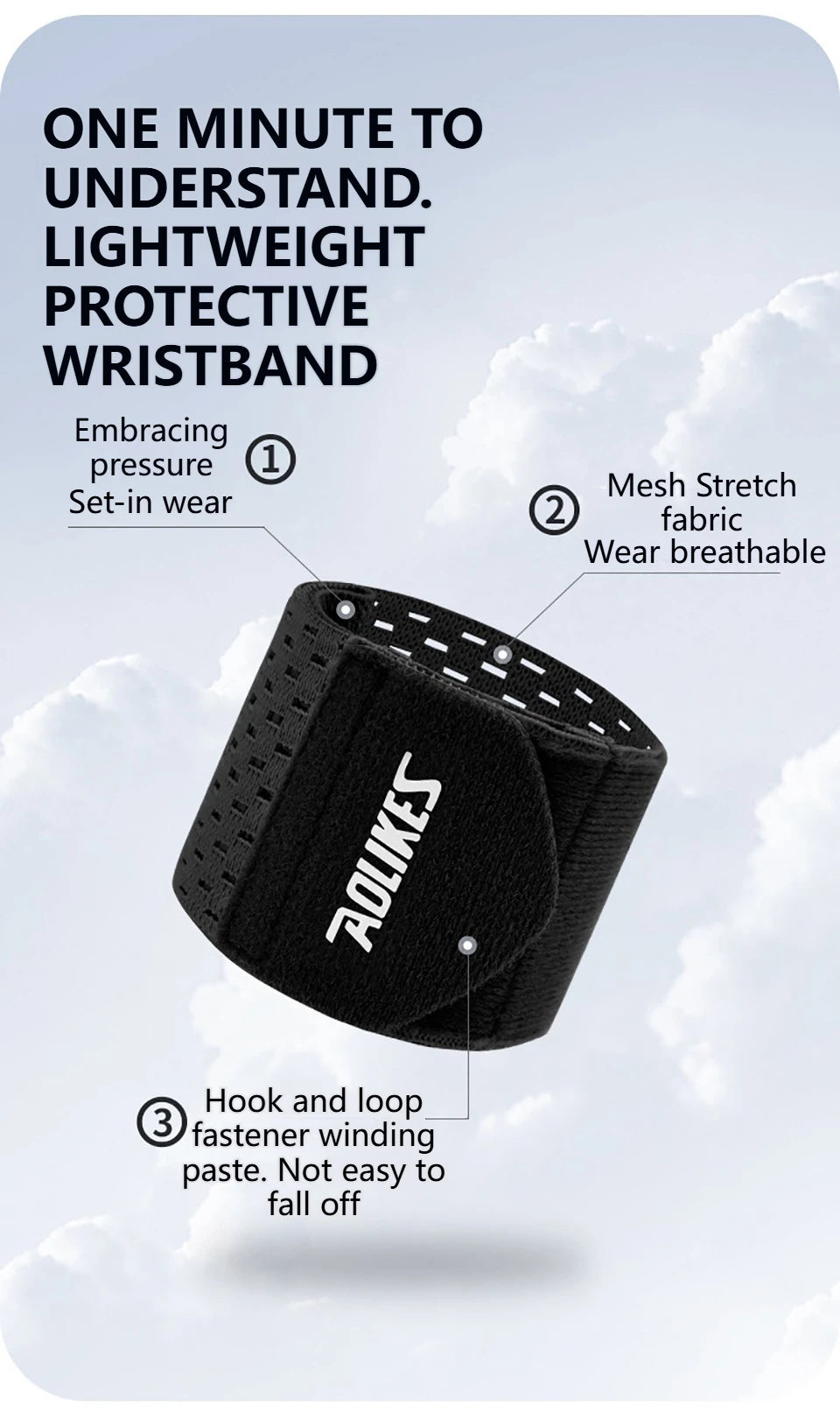 AOLIKES Wrist Band Support Sleeve Gym Support Wrist Brace Wrap Breathable Elastic Compression Bandage Hand Sport Wristband