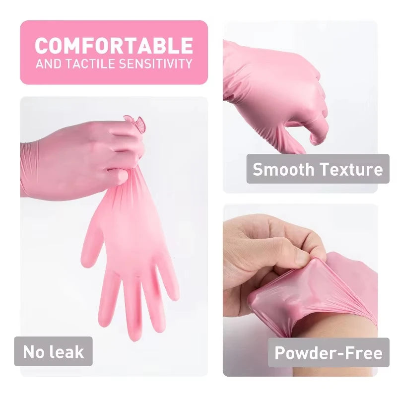 100/50/20PCS Light Pink White Disposable Nitrile Gloves Waterproof Anti-static Durable Light Pink Gloves Kitchen Cooking Tools