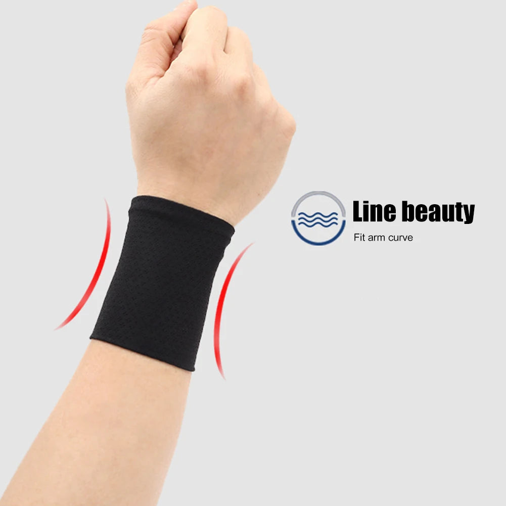 1 Pair Elastic Wristband Wrist Brace Breathable Summer Ice Silk Cooling Sweat-absorbent Sports Cycling Running Wrist Straps