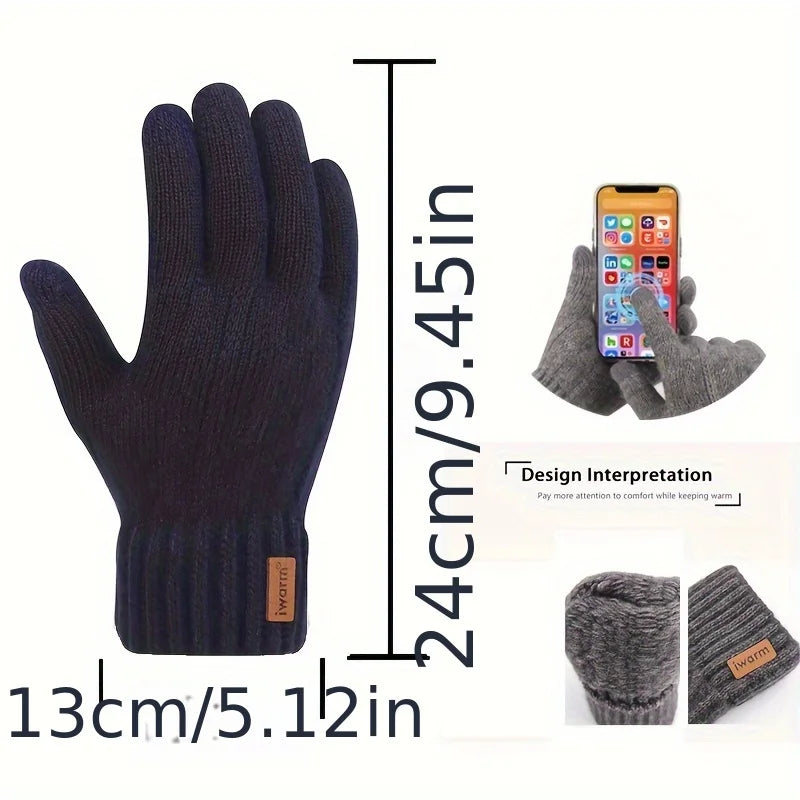 Winter Warm Alpaca Wool Gloves Full Finger Touchscreen Cashmere Gloves Men's Woman Thickening Knitted Cycling Driving Gloves