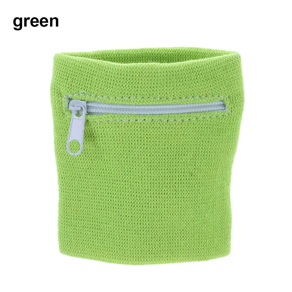 1PC Sports Wristband Purse Bag with Zipper Wrist Protection Absorbent Sleeve Towel Band Outdoor Running Travel Bike Key Pocket