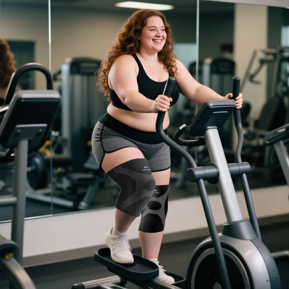 1 Pair Plus Size Knee Brace Support, New Knee Compression Sleeve for Running, Hiking, Basketball, Arthritis, ACL, Meniscus Tear