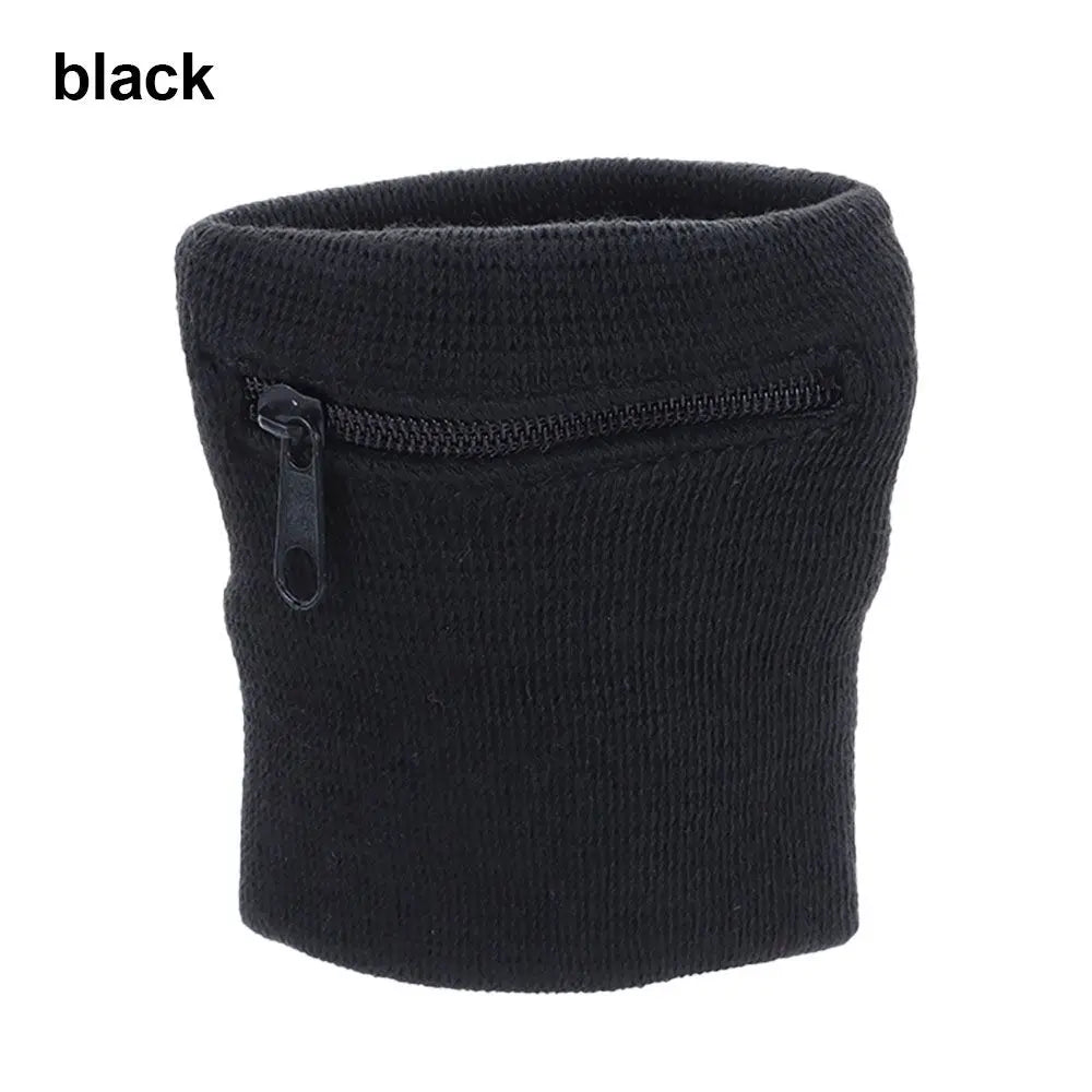 1PC Sports Wristband Purse Bag with Zipper Wrist Protection Absorbent Sleeve Towel Band Outdoor Running Travel Bike Key Pocket