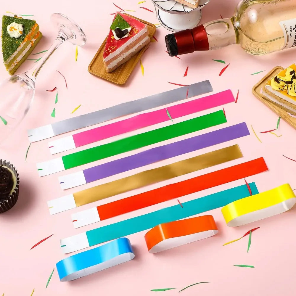 100Pcs Paper Tyvek Wristbands Waterproof Party Synthetic Paper Wrist Playground Multipurpose Bracelets ID Wrist Bands