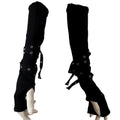 1 Pair Cool Black Gothic Sun-protective Sleeve Punk Unisex Arm Warmer Harajuku Half-fingered Gloves Cuff with Buckle Ninja