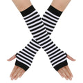 Warmer Knitted Long Fingerless Gloves Elbow Mittens Christmas Acces Gift Fashion Women Emo Gloves Lady Striped Elbow Gloves