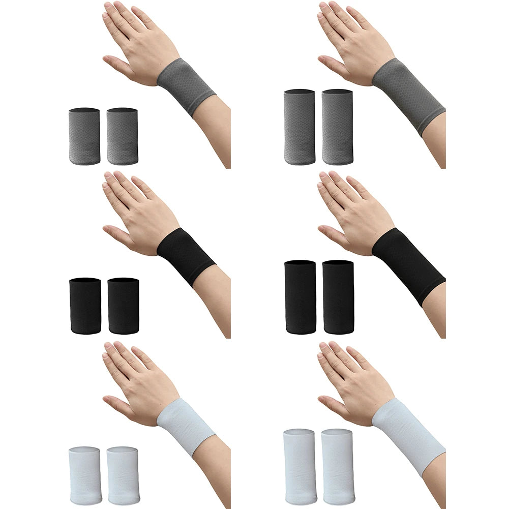 1 Pair Elastic Wristband Wrist Brace Breathable Summer Ice Silk Cooling Sweat-absorbent Sports Cycling Running Wrist Straps