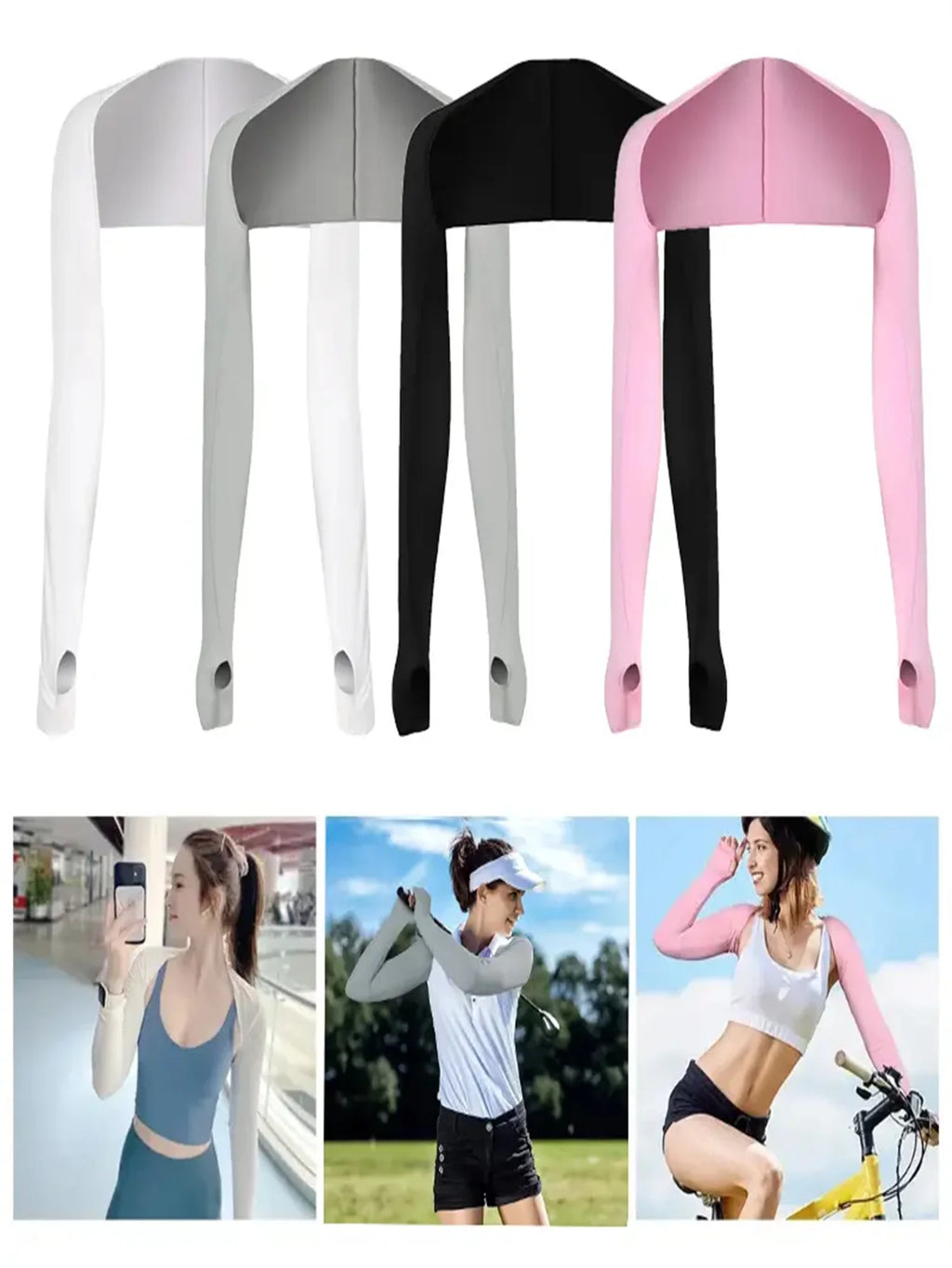 1Pc/4Pcs Cooling Shawl Sun Arm Sleeves Golf Shrug with Finger Hole for Women Men Outdoor Sports Gear, Lightweight & Breathable