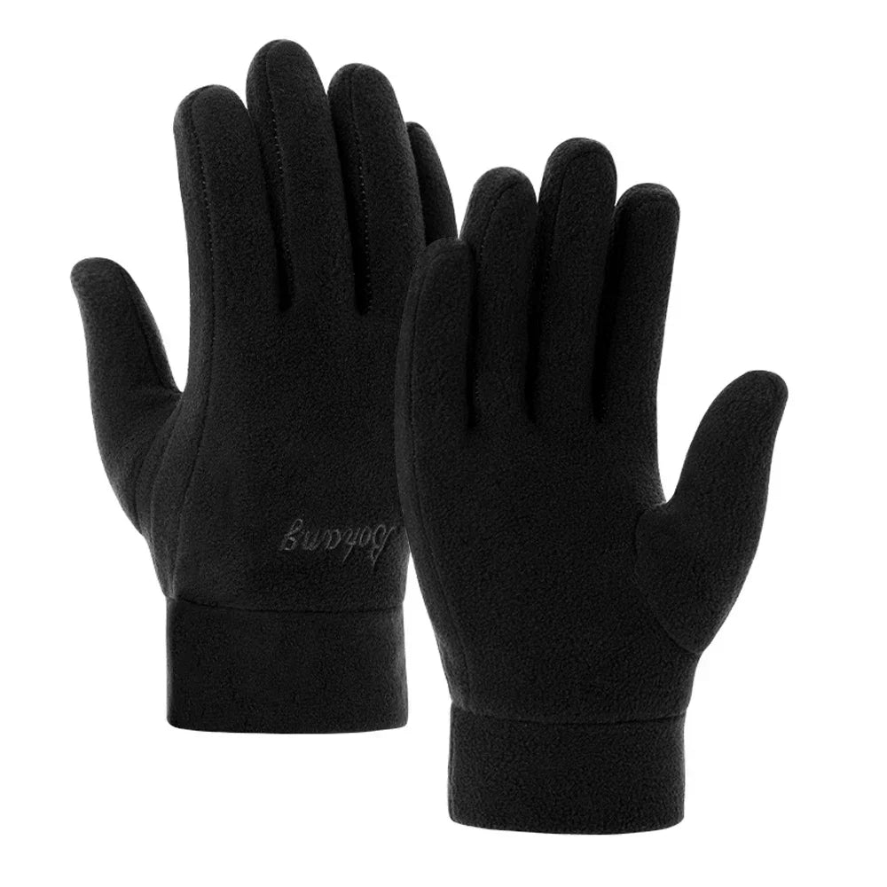 2024 Winter Warm Thermal Thicken Fleece Gloves for Men Women Full Finger Gloves Outddor Windproof Running Skiing Cycling Mittens