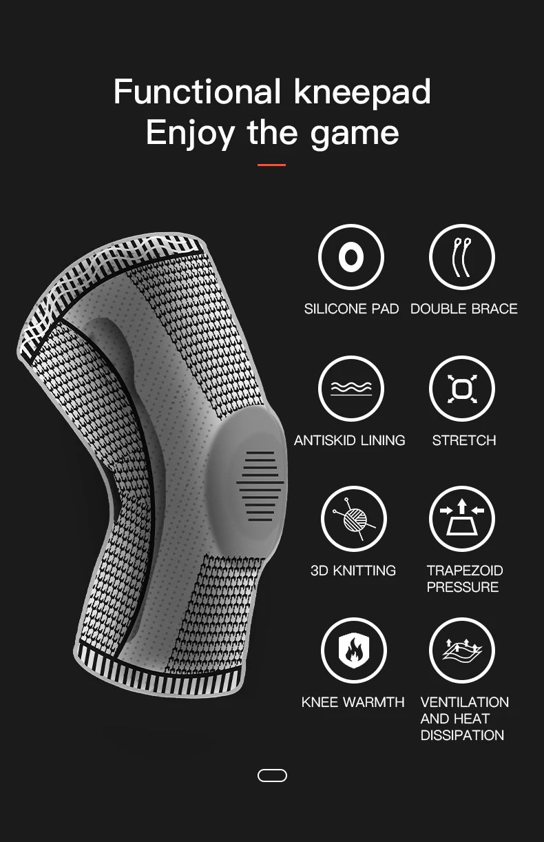1 PC Knee Pads Strap Patella Medial Support Meniscus Silicone Compression Protection Sport Knee Braces Basketball Running Prot
