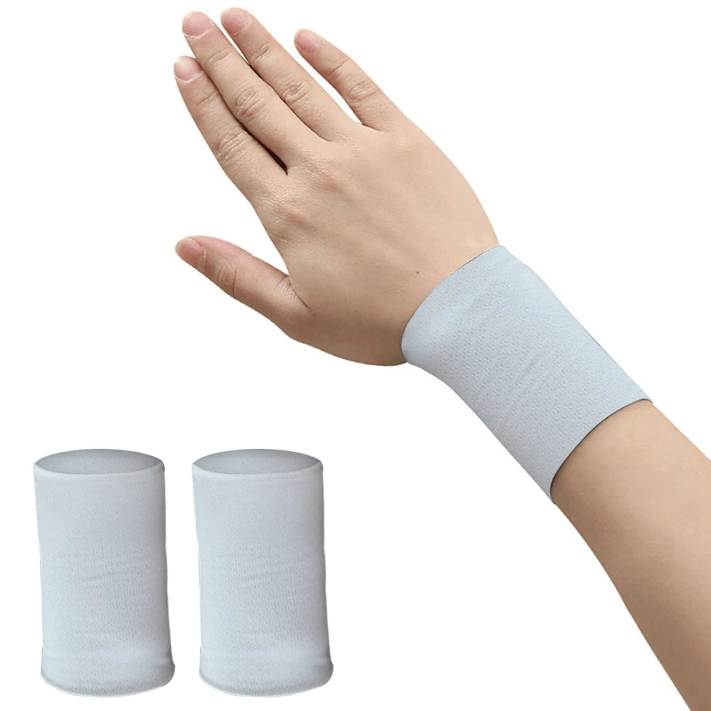 1 Pair Elastic Wristband Wrist Brace Breathable Summer Ice Silk Cooling Sweat-absorbent Sports Cycling Running Wrist Straps