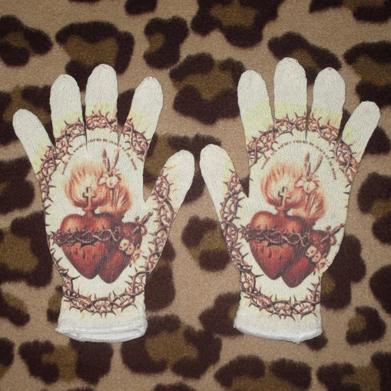 Women Knitted Glove Winter Screen High Fashion Ladies Glove Thicken Warm Compression Men Casual Mitten Y2K figure Pattern Gothic