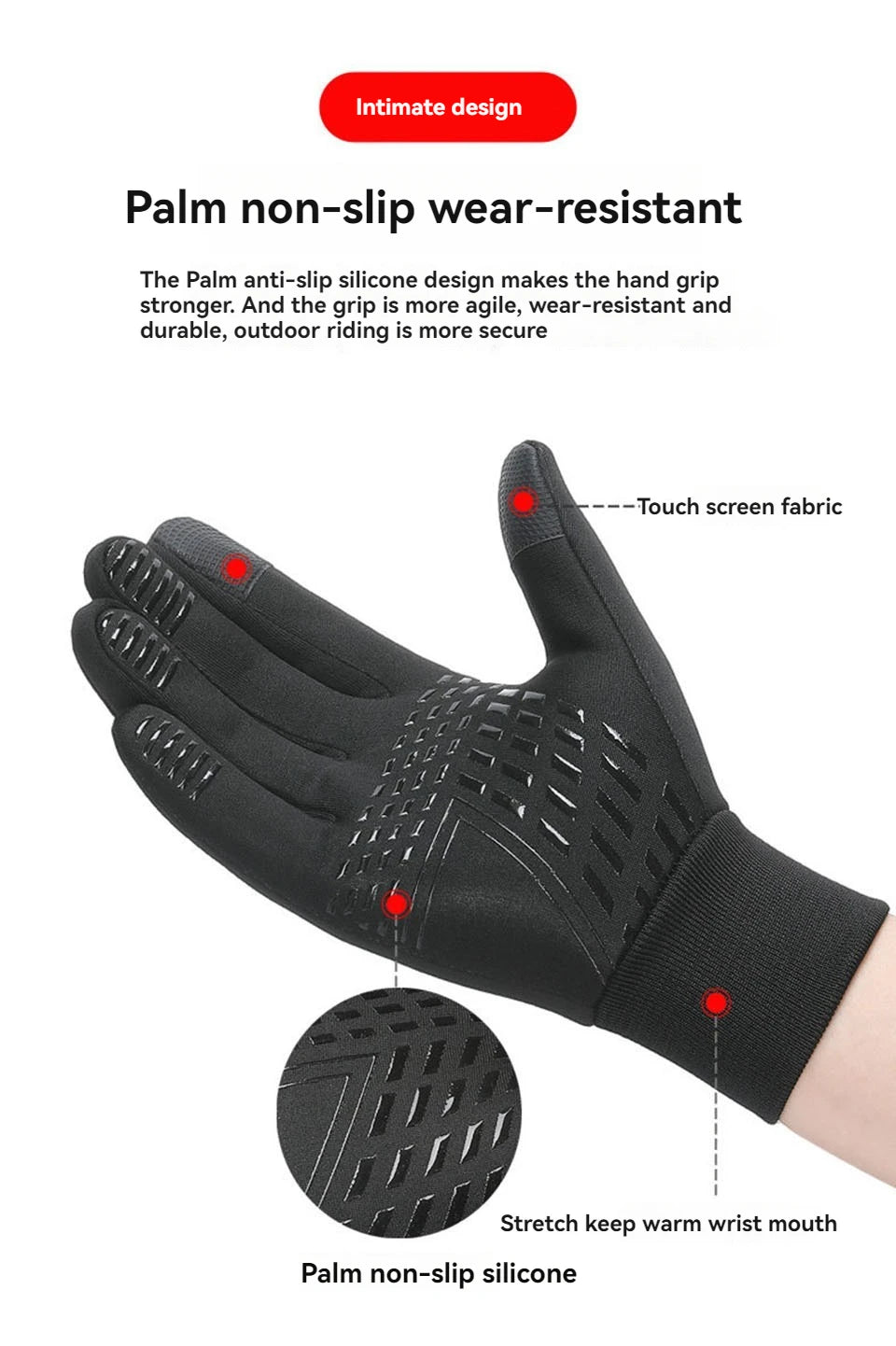 GTUBIKE Cycling Gloves for Men Women Motorcyclist Autumn Winter Warm Camping Gloves Ski Bicycle Velvet Touch Screen Waterproof
