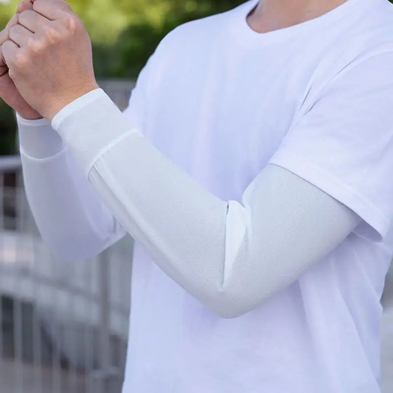 2025 Summer Ice Silk Men's Loose Sunscreen Sleeves UV Ice Gloves Riding Arm Guards Sport Running Driving Absorbent