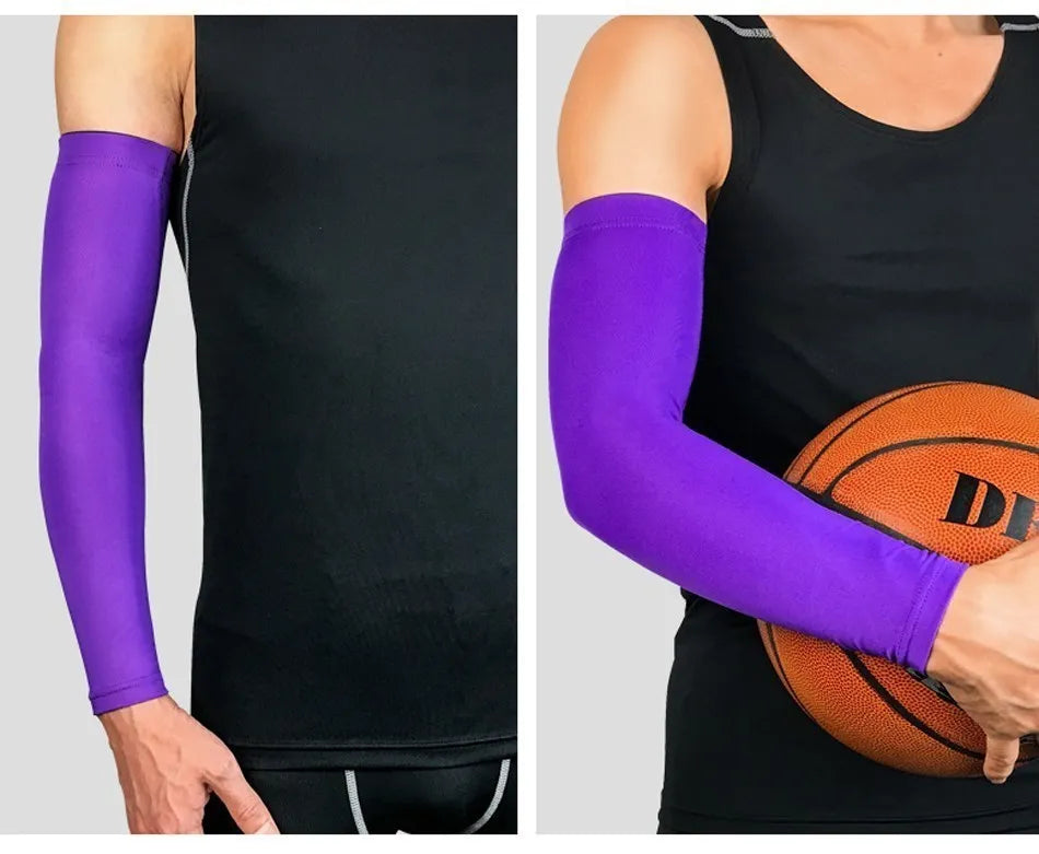 WOSWEIR－1PC Sports Arm Compression Sleeve Basketball Cycling Arm Warmer Summer Running UV Protection Volleyball Sunscreen 