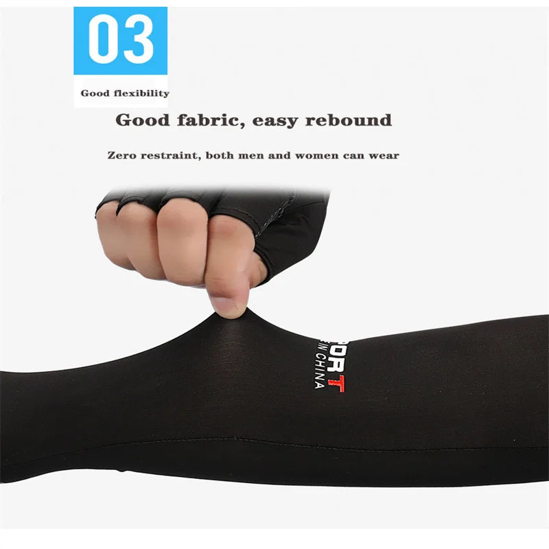 1Pair Sport Arm Sleeves Cycling Running Fishing Climbing Arm Cover Sun UV Protection Ice Cool Sleeves 5 Finger Cuff