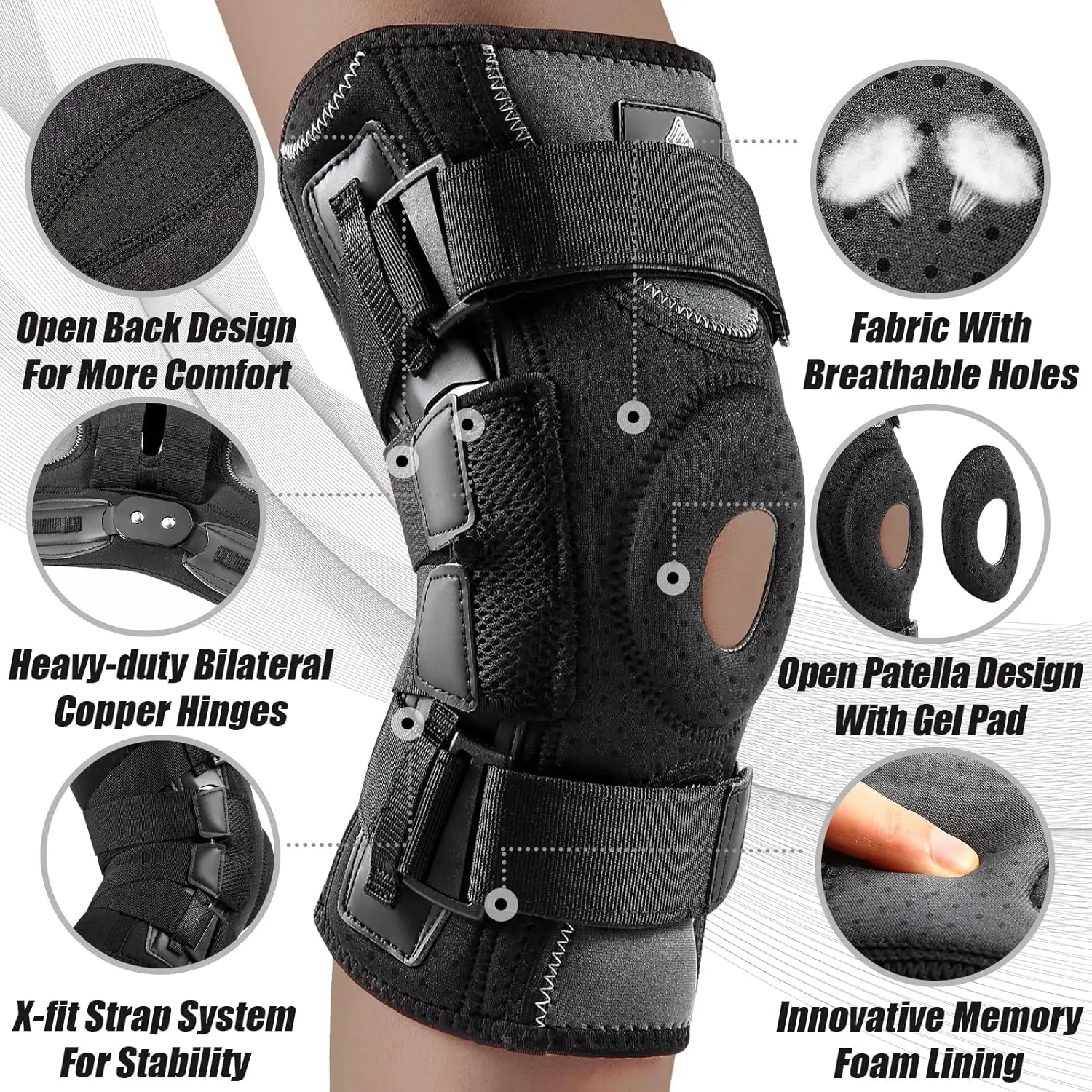NEENCA Hinged Knee Brace Support for Knee Pain with Side Stabilizers&Gel Pad Arthritis Meniscus Tear Knee Pain Relief, ACL, PCL