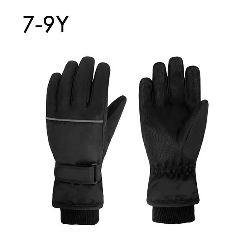 Waterproof Ski Gloves for Adult Kids Thick Children Snowboard Gloves Outdoor Fleece Lining Family Winter Gloves for Boys Girls