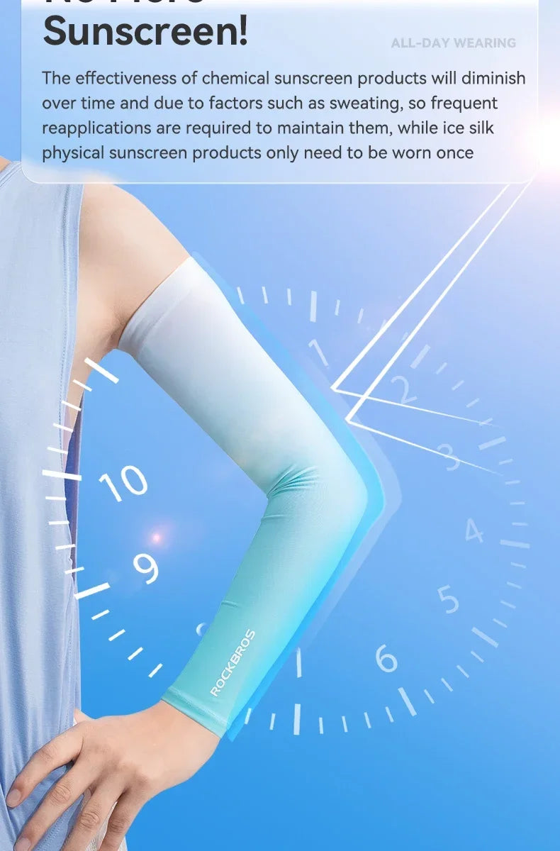 ROCKBROS Arm Sleeves Gradient Color Running Fishing Sunscreen Sleeve Summer Cool Quick Dry Breathable Ice Silk Cycling Equipment