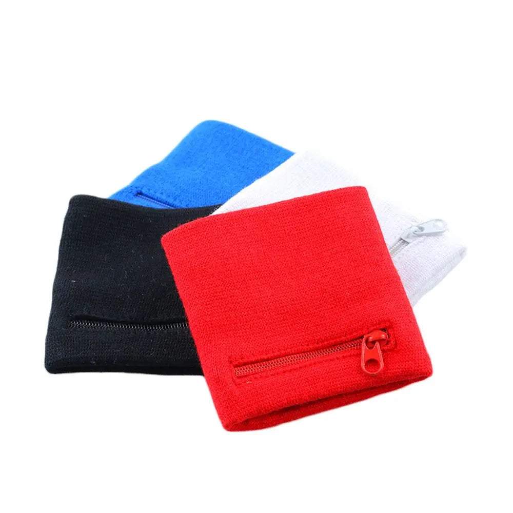 1PC Sports Wristband Purse Bag with Zipper Wrist Protection Absorbent Sleeve Towel Band Outdoor Running Travel Bike Key Pocket