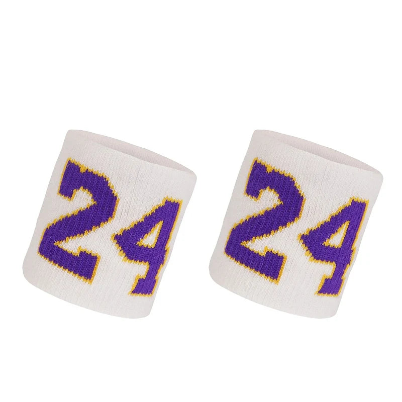 1 Pair Basketball Fitness Wristband Sport Sweatband Number 24 Sweat Wrist Support Brace Suitable For Gym Volleyball Safety Wrist