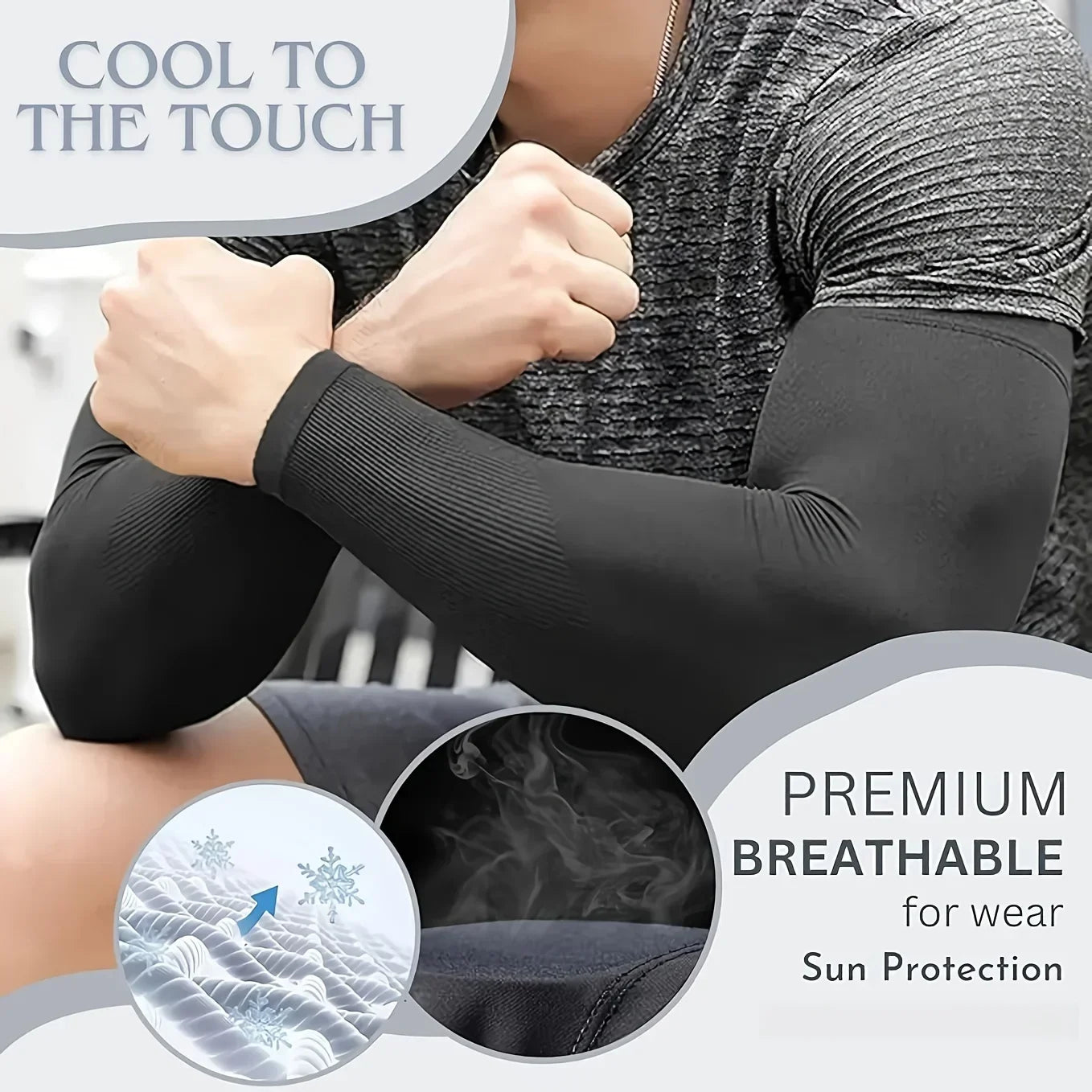 3-Pack Breathable Sun Arm Sleeves UPF 50+ Cooling Protection for Outdoor Sports Cycling Running Mountaineering