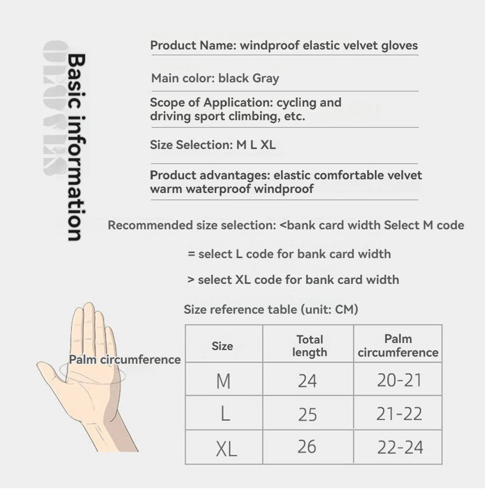 GTUBIKE Cycling Gloves for Men Women Motorcyclist Autumn Winter Warm Camping Gloves Ski Bicycle Velvet Touch Screen Waterproof