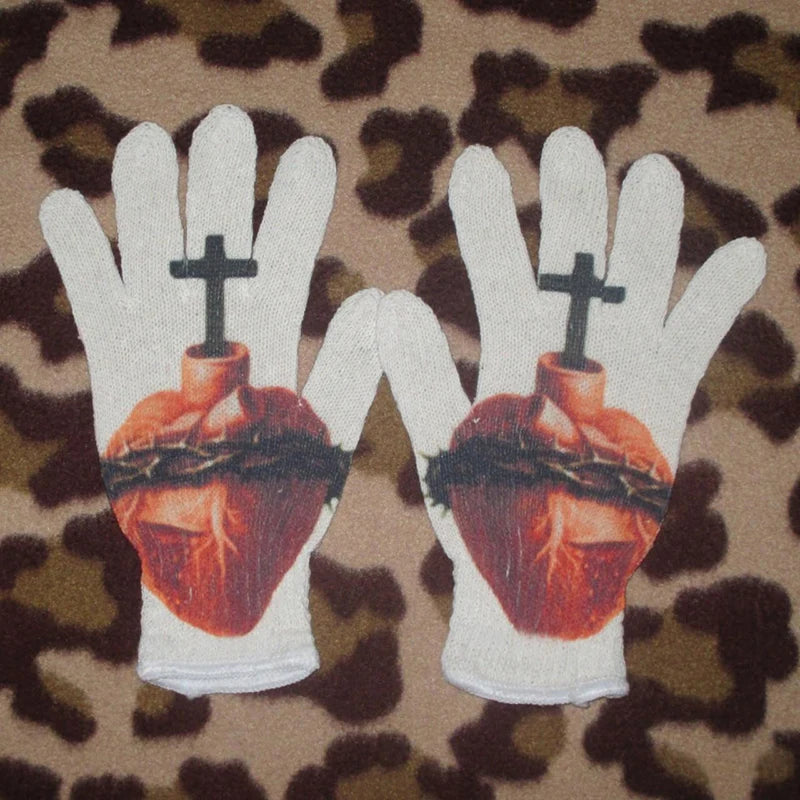 Women Knitted Glove Winter Screen High Fashion Ladies Glove Thicken Warm Compression Men Casual Mitten Y2K figure Pattern Gothic