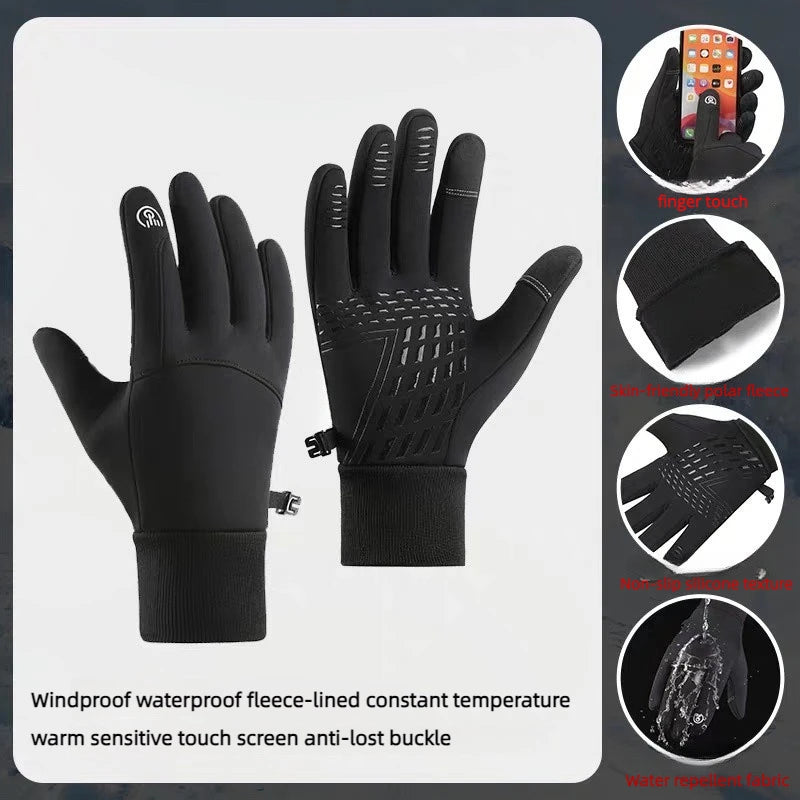 Autumn Winter Men Women Gloves Touch Screen Waterproof Windproof Gloves Outdoor Sports Warm Thermal Fleece Running Ski Gloves