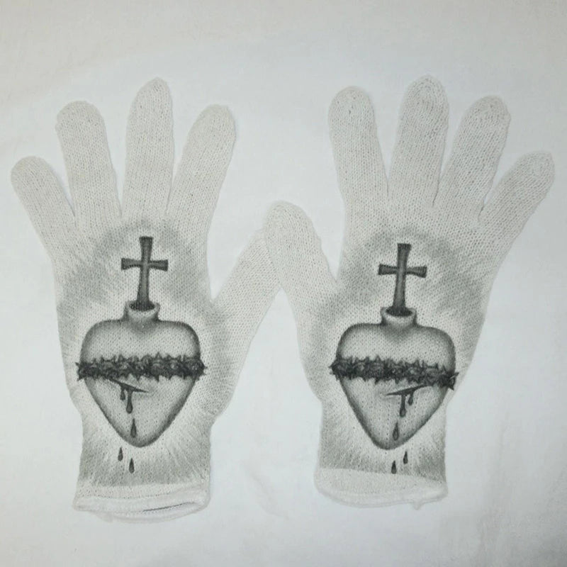 Women Knitted Glove Winter Screen High Fashion Ladies Glove Thicken Warm Compression Men Casual Mitten Y2K figure Pattern Gothic